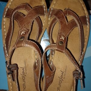 Natural Soul Tan Leather Women's Sandals